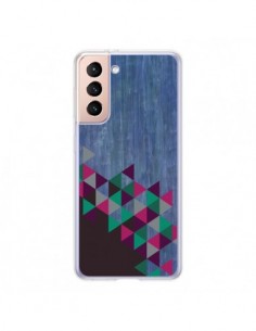 Coque Samsung Galaxy S21 5G Wood Bois Azteque Triangles...