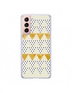 Coque Samsung Galaxy S21 5G Triangles Or Garland Gold -...