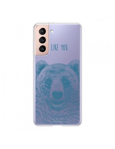 Coque Samsung Galaxy S21 5G I Love You Bear Ours Ourson Transparente - Rachel Caldwell