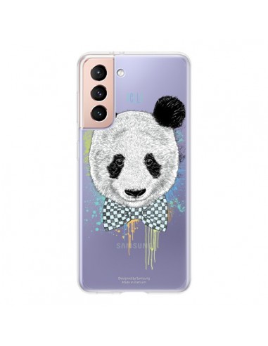 Coque Samsung Galaxy S21 5G Panda Noeud Papillon Transparente - Rachel Caldwell