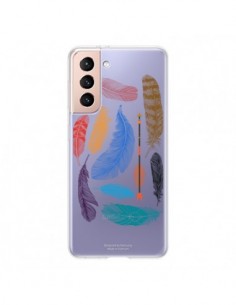 Coque Samsung Galaxy S21 5G Plume Feather Couleur...