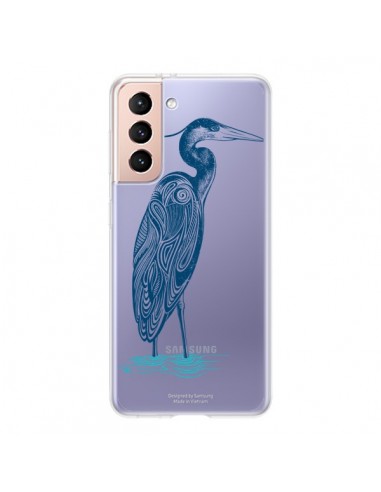 Coque Samsung Galaxy S21 5G Heron Blue Oiseau Transparente - Rachel Caldwell