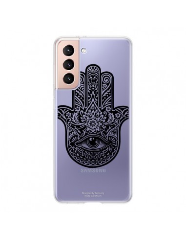 Coque Samsung Galaxy S21 5G Hamsa Cinq Doigts Main Mauvais Oeil Transparente - Rachel Caldwell