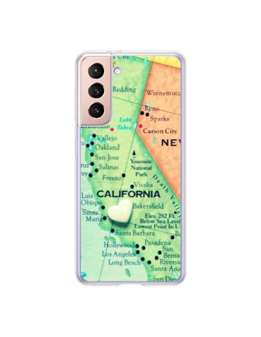 Coque Samsung Galaxy S21 5G Carte Map Californie - R Delean