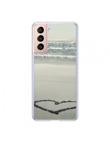 Coque Samsung Galaxy S21 5G Coeoeur Plage Beach Mer Sea Love Sable Sand - R Delean