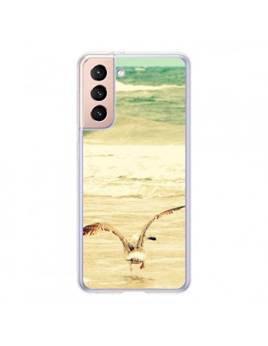 Coque Samsung Galaxy S21 5G Mouette Mer Ocean Sable Plage Paysage - R Delean