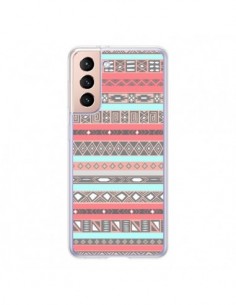 Coque Samsung Galaxy S21 5G Azteque Aztec Rose Pastel -...