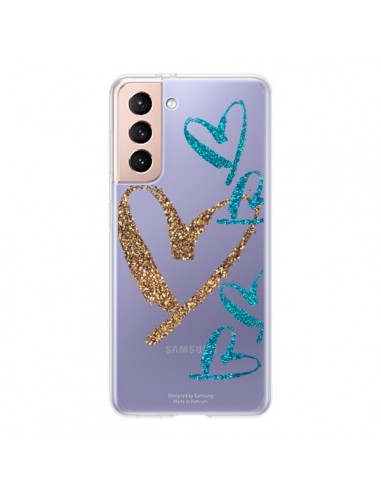 Coque Samsung Galaxy S21 5G Coeurs Heart Love Amour Transparente - Sylvia Cook