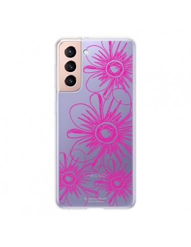 Coque Samsung Galaxy S21 5G Spring Flower Fleurs Roses Transparente - Sylvia Cook