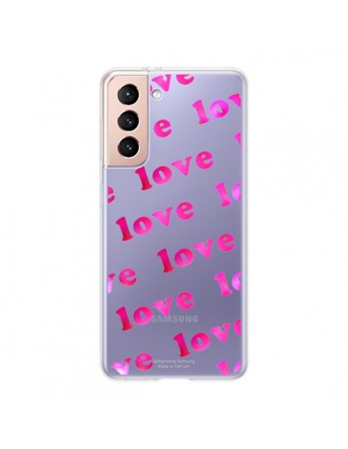 Coque Samsung Galaxy S21 5G Pink Love Rose Transparente - Sylvia Cook