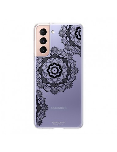 Coque Samsung Galaxy S21 5G Triple Mandala Noir Black Transparente - Sylvia Cook