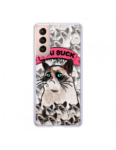 Coque Samsung Galaxy S21 5G Chat Grumpy Cat - You Suck - Sara Eshak