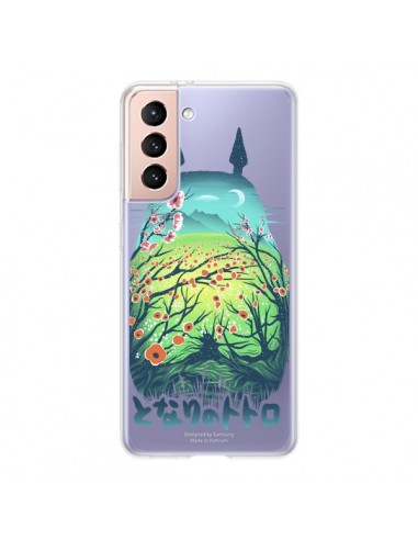 Coque Samsung Galaxy S21 5G Totoro Manga Flower Transparente - Victor Vercesi