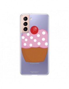 Coque Samsung Galaxy S21 5G Cupcake Cerise Transparente -...