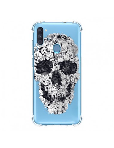 Coque Samsung Galaxy A11 et M11 Doodle Skull Dessin Tête de Mort Transparente - Ali Gulec