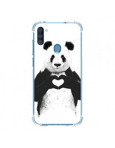 Coque Samsung Galaxy A11 et M11 Panda Amour All you need is love - Balazs Solti