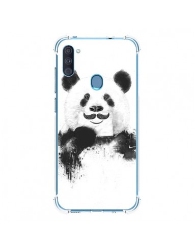 Coque Samsung Galaxy A11 et M11 Funny Panda Moustache Movember - Balazs Solti