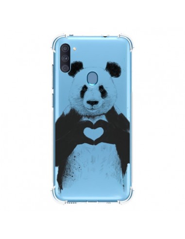 Coque Samsung Galaxy A11 et M11 Panda All You Need Is Love Transparente - Balazs Solti