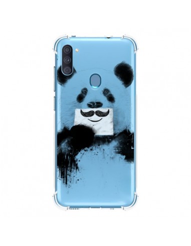 Coque Samsung Galaxy A11 et M11 Funny Panda Moustache Transparente - Balazs Solti