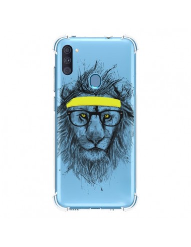 Coque Samsung Galaxy A11 et M11 Hipster Lion Transparente - Balazs Solti