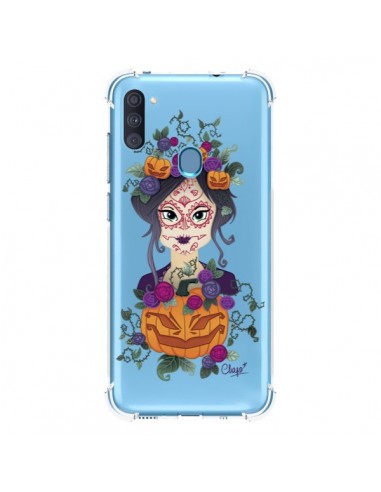 Coque Samsung Galaxy A11 et M11 Femme Closed Eyes Santa Muerte Transparente - Chapo