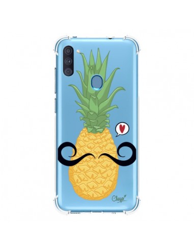 Coque Samsung Galaxy A11 et M11 Ananas Moustache Transparente - Chapo