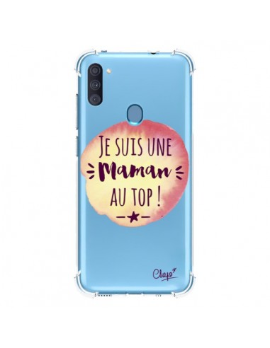 Coque Samsung Galaxy A11 et M11 Je suis une Maman au Top Orange Transparente - Chapo