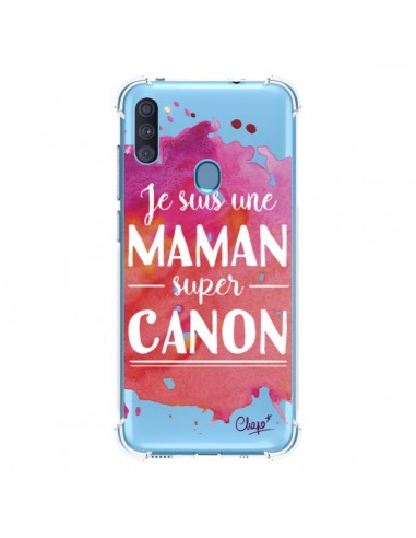 Coque Samsung Galaxy A11 et M11 Je suis une Maman super Canon Rose Transparente - Chapo