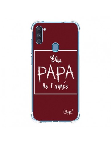 Coque Samsung Galaxy A11 et M11 Elu Papa de l'Année Rouge Bordeaux - Chapo