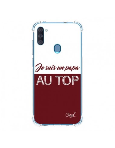 Coque Samsung Galaxy A11 et M11 Je suis un Papa au Top Rouge Bordeaux - Chapo