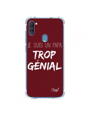 Coque Samsung Galaxy A11 et M11 Je suis un Papa trop Génial Rouge Bordeaux - Chapo