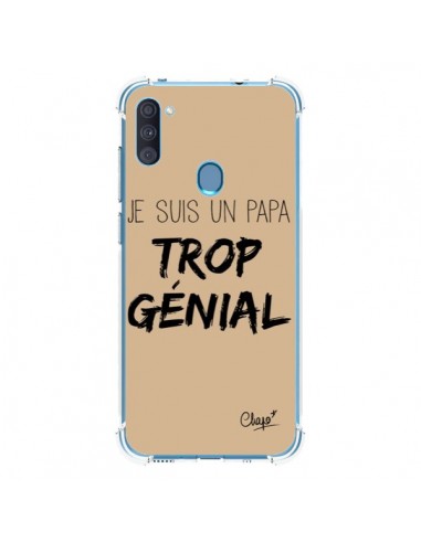 Coque Samsung Galaxy A11 et M11 Je suis un Papa trop Génial Beige - Chapo