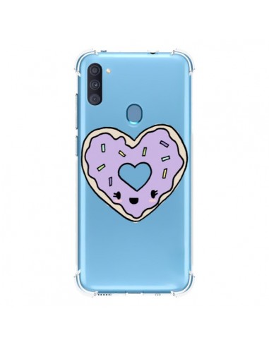 Coque Samsung Galaxy A11 et M11 Donuts Heart Coeur Violet Transparente - Claudia Ramos
