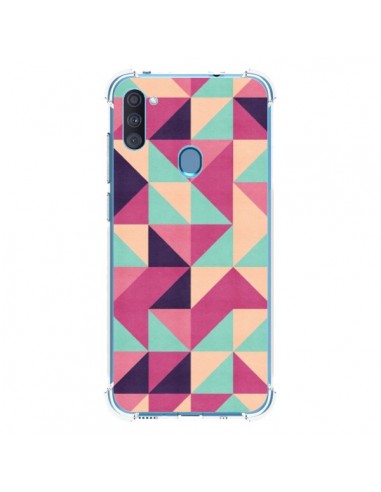 Coque Samsung Galaxy A11 et M11 Azteque Triangle Rose Vert - Eleaxart