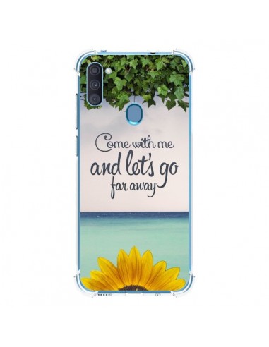 Coque Samsung Galaxy A11 et M11 Let's Go Far Away Flower Fleur Tournesol - Eleaxart