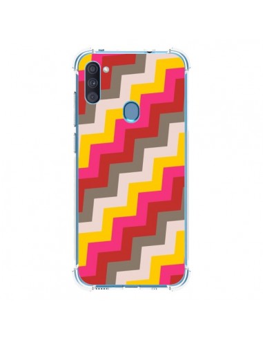 Coque Samsung Galaxy A11 et M11 Lignes Triangle Azteque Rose Rouge - Eleaxart