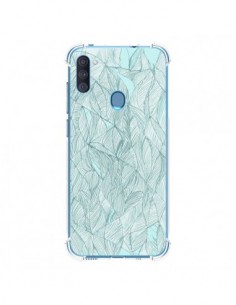 Coque Samsung Galaxy A11 et M11 Courbes Meandre Bleu Vert...