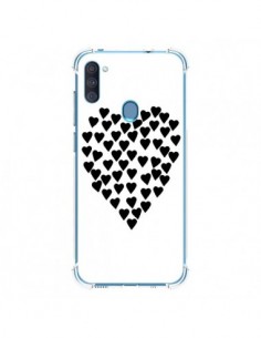 Coque Samsung Galaxy A11 et M11 Coeur en coeurs noirs -...
