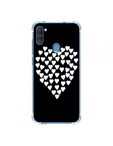 Coque Samsung Galaxy A11 et M11 Coeur en coeurs blancs - Project M