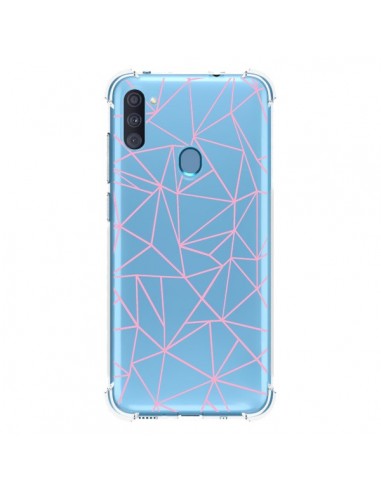 Coque Samsung Galaxy A11 et M11 Lignes Triangle Rose Transparente - Project M