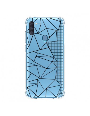 Coque Samsung Galaxy A11 et M11 Lignes Grilles Side Grid Abstract Noir Transparente - Project M