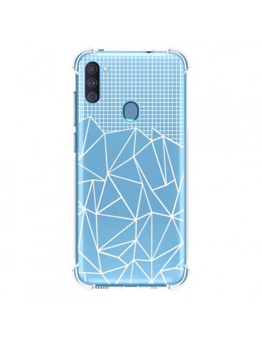 Coque Samsung Galaxy A11 et M11 Lignes Grilles Grid Abstract Blanc Transparente - Project M