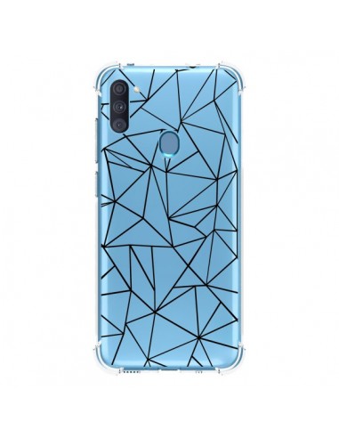 Coque Samsung Galaxy A11 et M11 Lignes Triangles Grid Abstract Noir Transparente - Project M