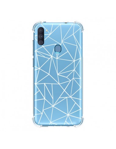 Coque Samsung Galaxy A11 et M11 Lignes Triangles Grid Abstract Blanc Transparente - Project M