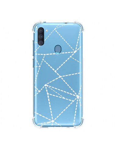 Coque Samsung Galaxy A11 et M11 Lignes Points Abstract Blanc Transparente - Project M