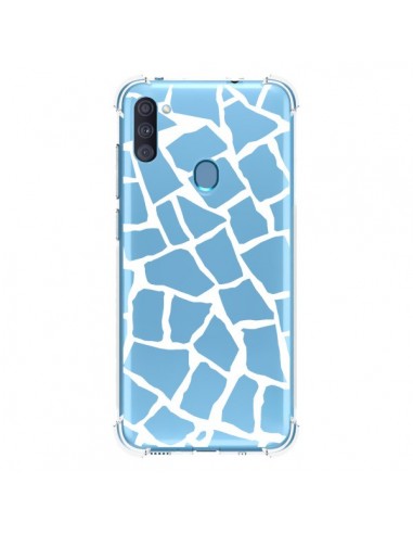 Coque Samsung Galaxy A11 et M11 Girafe Mosaïque Blanc Transparente - Project M