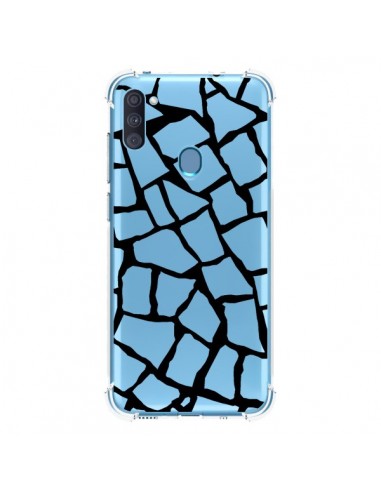 Coque Samsung Galaxy A11 et M11 Girafe Mosaïque Noir Transparente - Project M