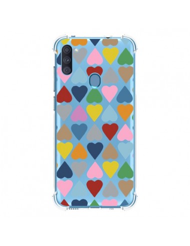 Coque Samsung Galaxy A11 et M11 Coeurs Heart Couleur Transparente - Project M