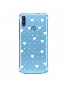 Coque Samsung Galaxy A11 et M11 Point Coeur Blanc Pin...