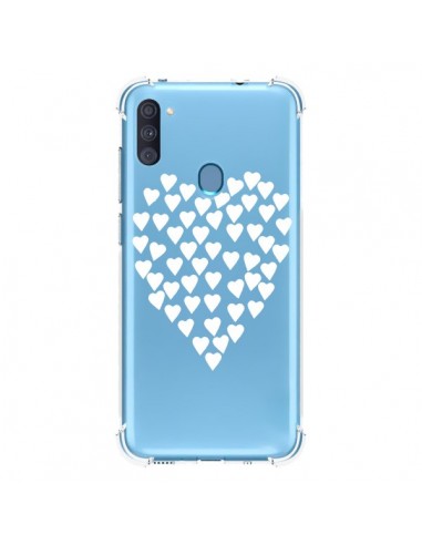 Coque Samsung Galaxy A11 et M11 Coeurs Heart Love Blanc Transparente - Project M